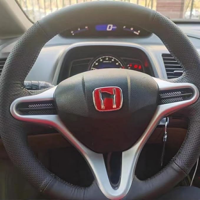 Carbon Fiber Style Replacement Steering Wheel Trim Cover Frame ABS Decal Interior Moulding Accessories Fit for Honda Civic 2006 2007 2008 2009 2010 2011 (B-Silvery)
