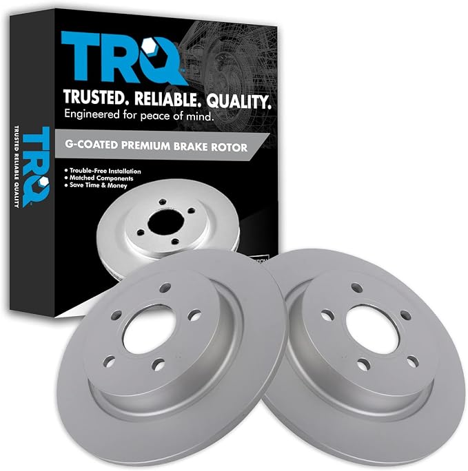 TRQ Rear Brake Rotor Set Solid G Coated Compatible with 2008-2013 Volvo C30 2006-2013 C70 2005-2011 S40 2005-2011 V50