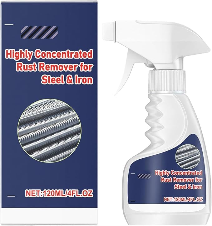 Highly Concentrated Rust Remover for Steel & Iron, Fast Acting Metal Rust Removal Spray, Heavy Duty Rust Stain Cleaner for Tools, Automotive Parts, Bolts, Chains, Wheels – 120ml
