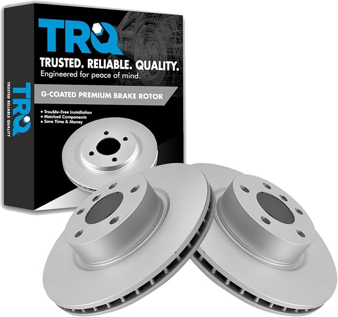 TRQ Front Brake Rotor Set Coated Compatible with 2011-2017 BMW X3 2015 X4 2016-2018 xDrive28i 2016 xDrive35i