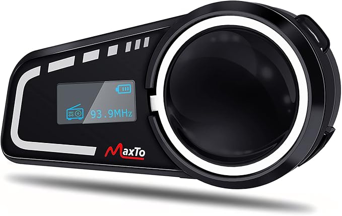 MAXTO Motorcycle Bluetooth Headset M2C 1000M 6 Riders Group Helmet Communication System with LCD Screen Universal Motorbike Intercom Waterproof Casco de Motor Intercomunicador FM/GPS/Siri(1 Pack)