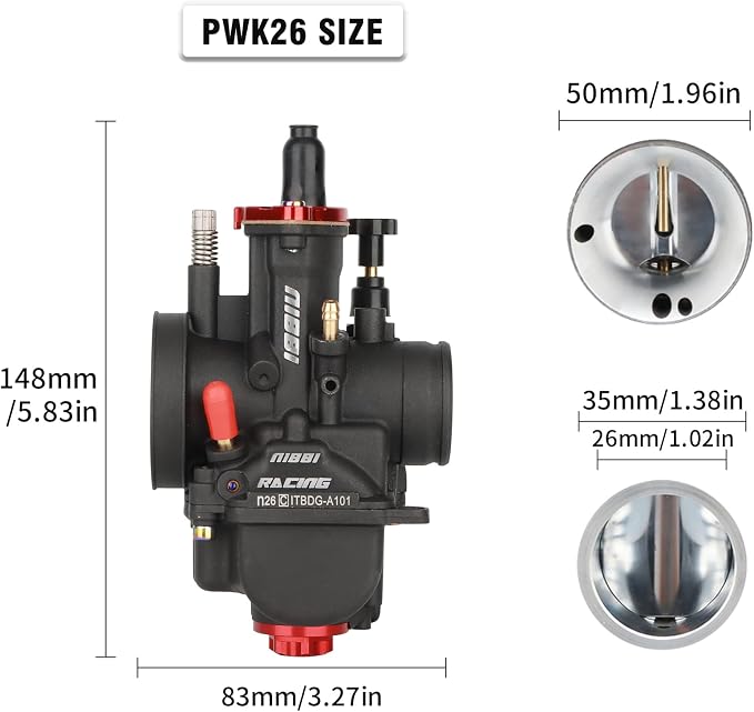 NIBBI Carburetor PWK 26mm Motorcycle, 150cc-200cc Power Carb With Carb Jets, Fit GY6 Engine Dirt Bike Mini Bike SSR TTR Apollo TaoTao ATV