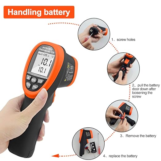 -58℉~2732℉ Industrial Pyrometer,Infrared Thermometer Temperature Gun,30:1 Dual Laser Industrial IR Temperature Gauge,Adjustable Emissivity (NOT for Human Temp Test)