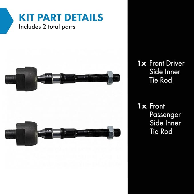 TRQ Front Inner Tie Rod Set 2 Piece Compatible with 2008-12 INFINITI EX35 13 EX37 14-19 Q50 14-18 Q60 14-17 QX50