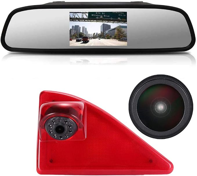 1280 * 720 Pixel Super HD Brake Light Backup Camera with Rear-View Mirror, Night Vision Reversing Camera Replacement for Renault Master ab 2010/Nissan NV400 ab 2010/Opel Vauxhall Movano ab 2010