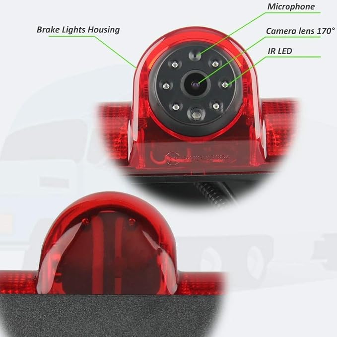 Backup Camera Compatible for Chevrolet Express GMC Savana Cargo Van Transporter Chevy Express/GMC Savana Explorer Replace Thrid Brake Light (with Monitor)