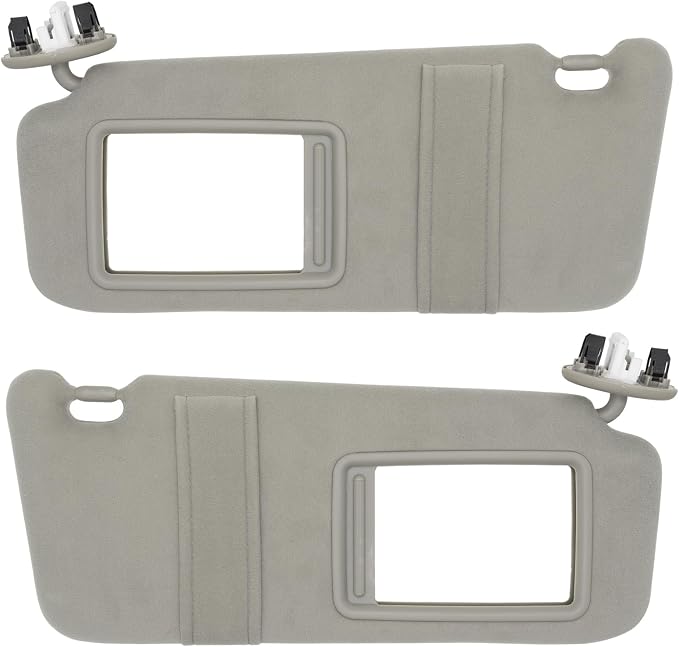 NHILES Driver & Passenger Side Sun Visor Fits for Toyota Camry 2007 2008 2009 2010 2011 Replacement Sun Shade with Light # 74320-33F00-B0 74310-33F30-B0 (Gray)
