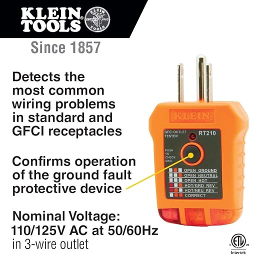 Klein Tools 80023P Home Inspector Tool Kit, RT250 GFCI Outlet Tester, Voltage Tester, Moisture Meter