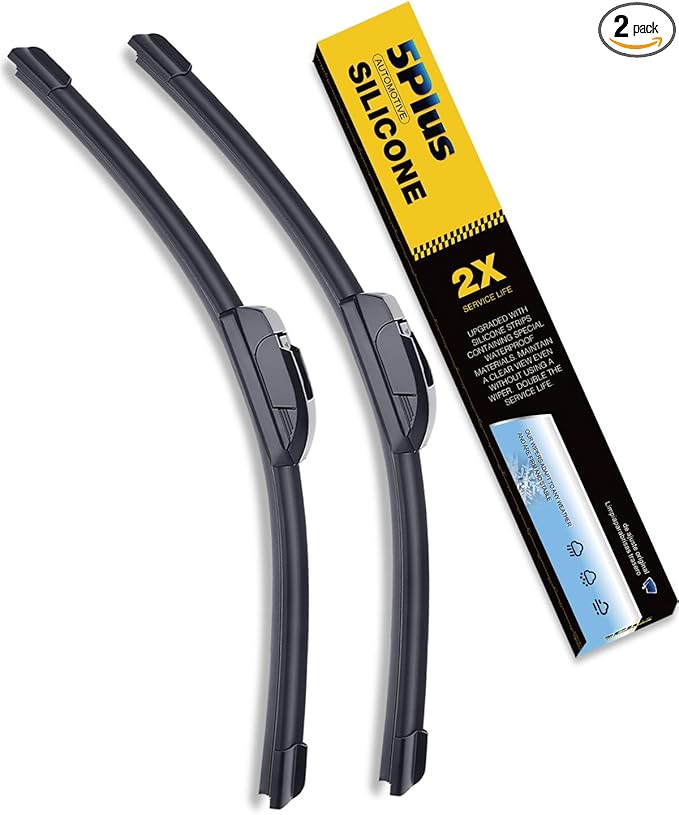 5 PLUS® 15+15 inch Silicone Windshield Wipers Replacement For 2017 2016 2015 2014 2013 2012 2011 2010 2009 2008 2007 JEEP Wrangler, Silicone Windshield Wipers With Water Repellent 15 inch wiper blade