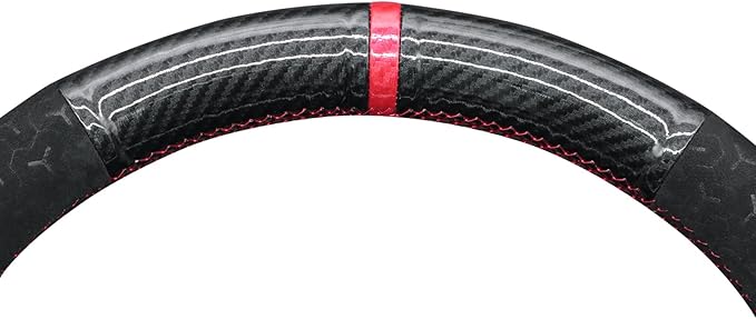 MEWANT DIY Shiny PU Carbon Fiber Geom Embossed Athsuede Steering Wheel Cover for Tesla Model Y Juniper Model 3 Highland
