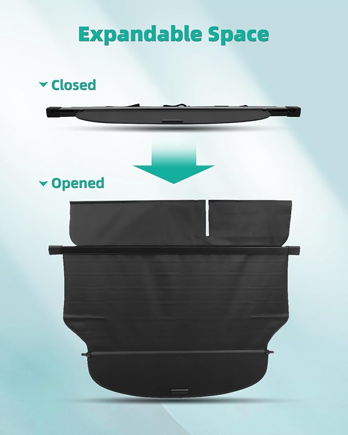 SCITOO Cargo Cover 2014-2017 Fit for Jeep for Cherokee Upgraded Retractable Rear Trunk Cover with Aluminum PVC&Plastic