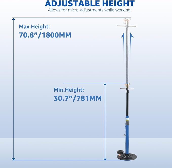 HKTE Underhoist Support Stand with Handle, 1 Ton (2,000 lbs) Capacity, 30.7"–70.8" Adjustable Height, Dual Interchangeable Tops, Under Lift & Vehicle Support Stand, US Patented Design