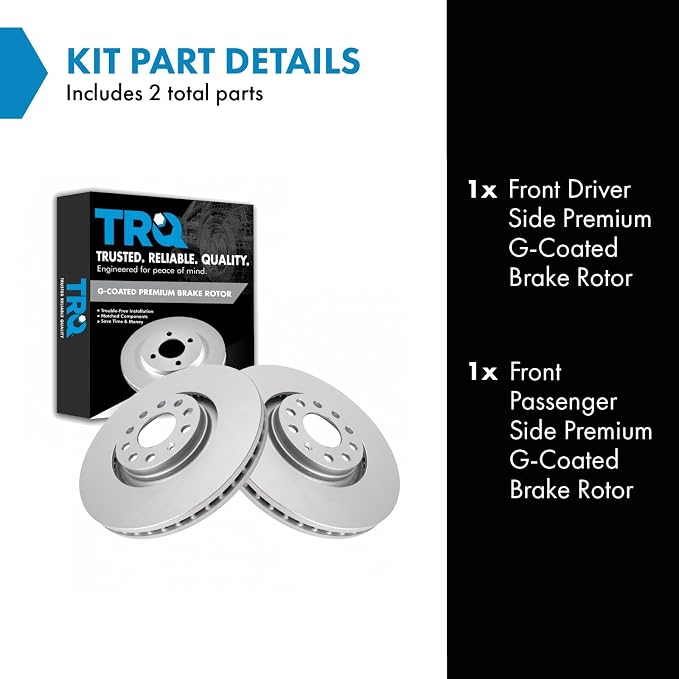 TRQ Front Brake Rotor Set G Coated Vented Compatible with 2000-2009 Audi A4 A4 Quattro 2000-2004 A6 A6 Quattro 2001-2005 Allroad 2000-2002 S4 2002-2003 S6