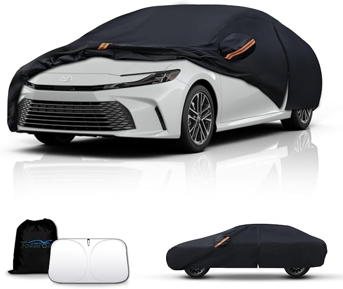 Car Cover Waterproof All-Weather,Outdoor Full Exterior Covers for Automobiles Sedan(Length 186-193 inch) with Windshield Sun Shade Universal Fit Honda Civic,Toyota Camry,Tesla Model 3,etc