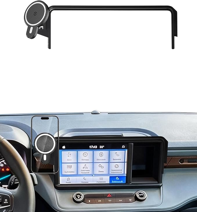 PZK Car Phone Holder for Ford Maverick 2022 2023 2024 XL/XLT/Lariat Accessories 8-Inch Screen Fixed Clip Fixed Clip Magnetic 15W Fast Wireless Charger Car Phone Mount Strong Magnets 360° Rotation