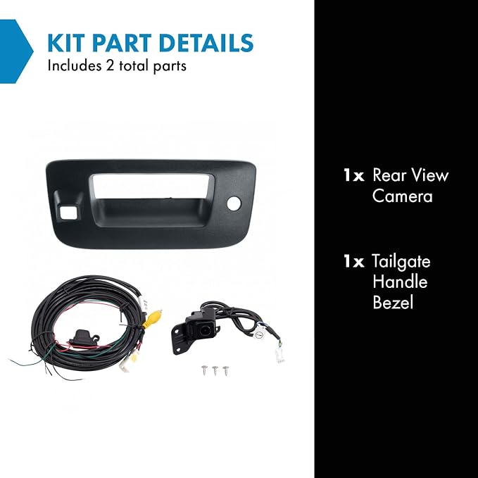 TRQ Rear Park Assist Camera Kit Black 2 Piece Compatible with 2007-2013 Chevrolet Silverado 1500 2007-2014 Silverado 2500 HD 3500 HD GMC Sierra 1500 Sierra 2500 3500