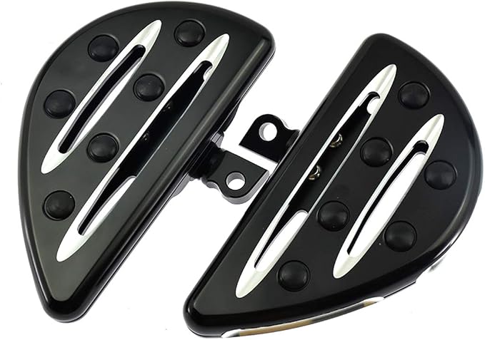 Motorcycle Floorboards Set Driver Passenger Footboards Front Rear Foot Pegs Brake Pedal Fit For Harley Touring Road Glide Street Glide Electra Glide Softail Dyna (Black)