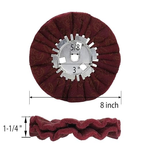8" Non-Woven Airway Satin Buffing Wheel, 5/8" Arbor Hole | Surface Prep Wheel for Angle Grinder, Ideal for Sanding & Polishing Aluminum, Stainless Steel - 4 PCS