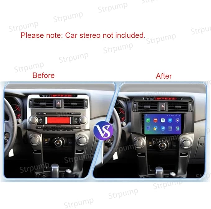 9'' Car Radio Stereo Dash Frame Fascia Bezel Panel Compatible for Toyota 4 Runner 2010 11 12 13 14 15 16 17 18 19 Install Mount Kit Black