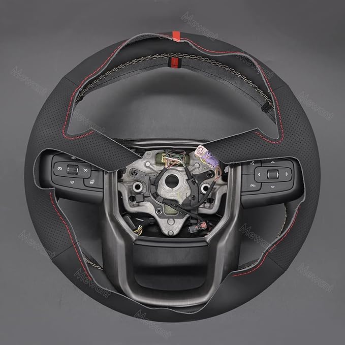 MEWANT Hand Stitch Car Steering Wheel Protector Wrap Cover for GMC Sierra 1500 2019-2023 / Sierra 1500 Limited 2022 / Sierra 2500 2020-2024 / Sierra 3500 2020-2024 / Yukon (XL) 2021-2023 Accessories