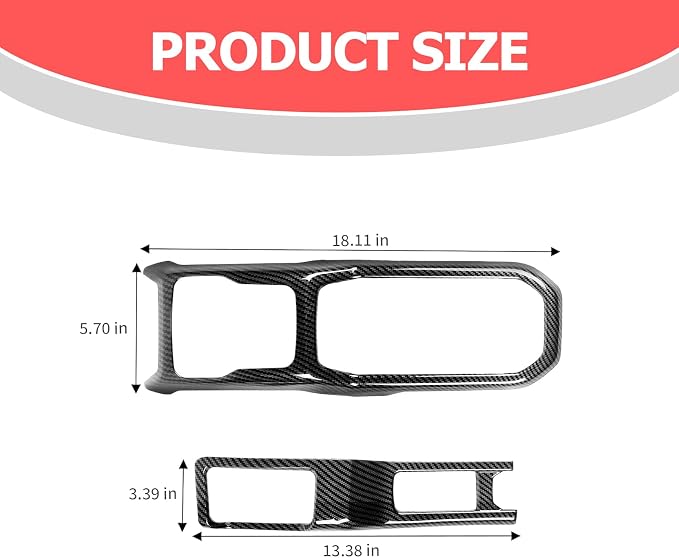 2PCS Black Carbon Fiber Gear Shift Panel Cover for Jeep JL JLU & Gladiator JT, Interior Accessories Compatible with 2018-2024 Wrangler