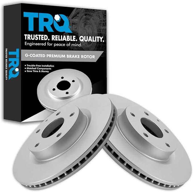 TRQ Front Brake Rotor Set G Coated Vented Compatible with 2014-2018 Mazda 3 2016-2021 Mazda CX-3