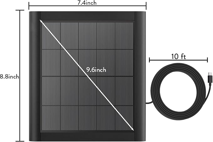 2-Pack 8W Solar Panel for Ring Camera, IP65 Waterproof Solar Charger with 10ft USB C Cable Compatible with Rings Spotlight Plus/Pro & Stick Up Plus/Pro Outdoor Cam Battery (2-Pack 8w Solar Panel)