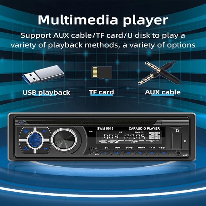 Single Din Car Stereo CD DVD Player,MP3 USB Music Unit Car Radio,Support Bluetooth FM/RDS/USB/AM
