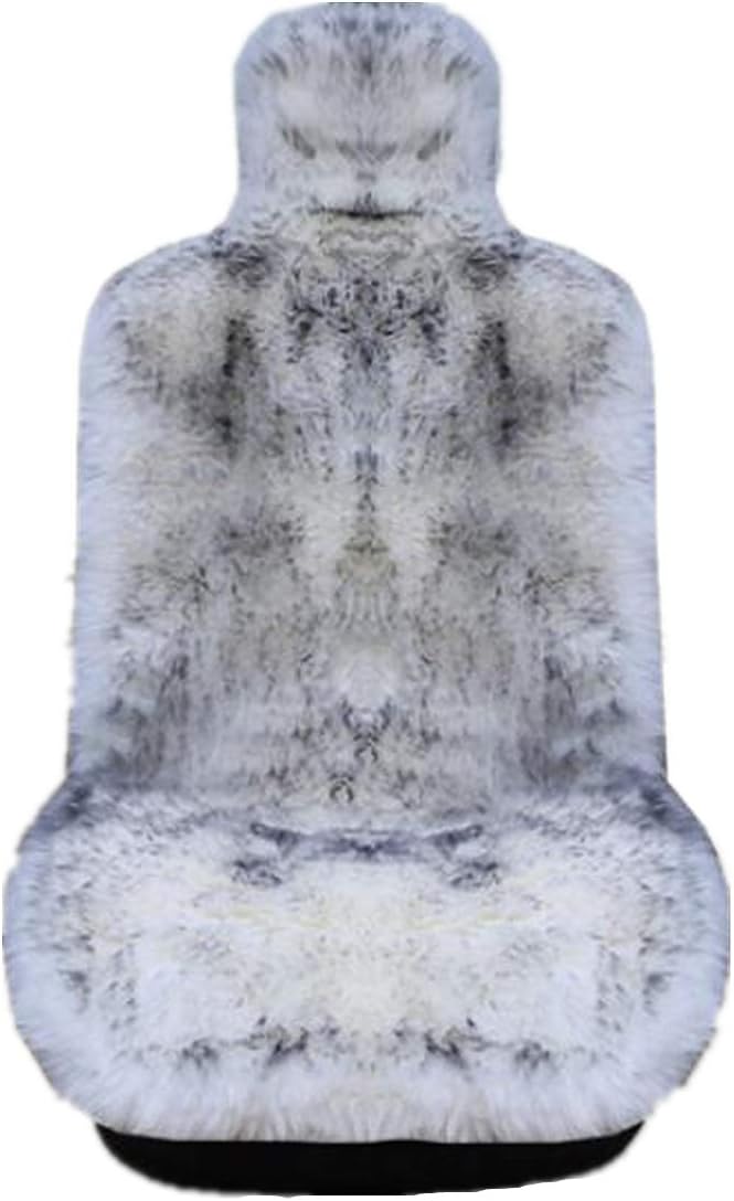 Winter Warm Authentic Australia Sheepskin Car Seat Cover Luxury Long Wool Front Seat Cover Fits Most Car, Truck, SUV, or Van (Grey Tips)