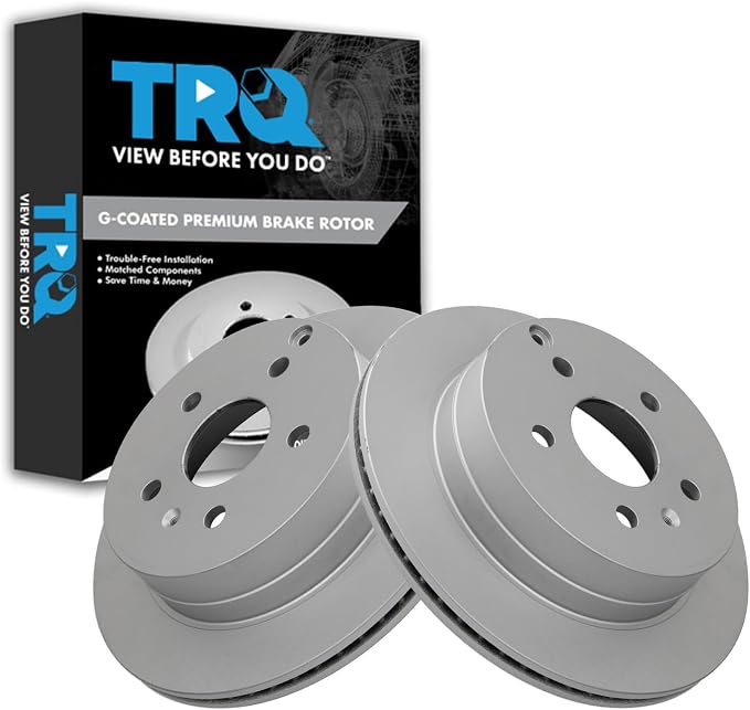 TRQ Rear Brake Rotor Set G Coated Vented Compatible with 2010-2017 Chevrolet Equinox 2010-2017 GMC Terrain