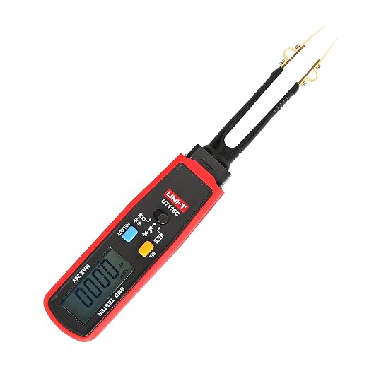 UNI-T UT116C Digital Smart SMD Tester Intelligent Diode Continuity Resistor Capacitor LED Battery Test Mini Multi Tester, 6000 Counts Auto Ranging, Resistance Capacitance DC Voltage