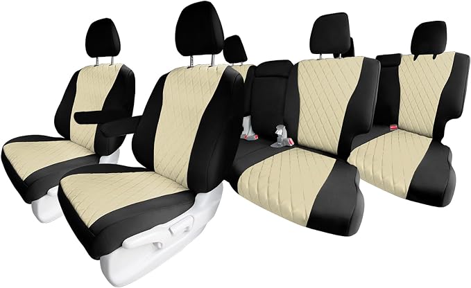 FH Group Custom Fit Car Seat Covers Specifically Made for 2016–2022 Honda Pilot, 3 Row Full Set Beige Ultraflex Neoprene, Waterproof Car Seat Cover, Honda Accessories