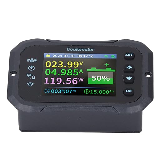 Battery Monitor Remote Control with 2.4 Inch Screen, 10-100V 400A Coulomb Meter for RV, Worldwide Remote Connection via APP, RV Battery Monitor