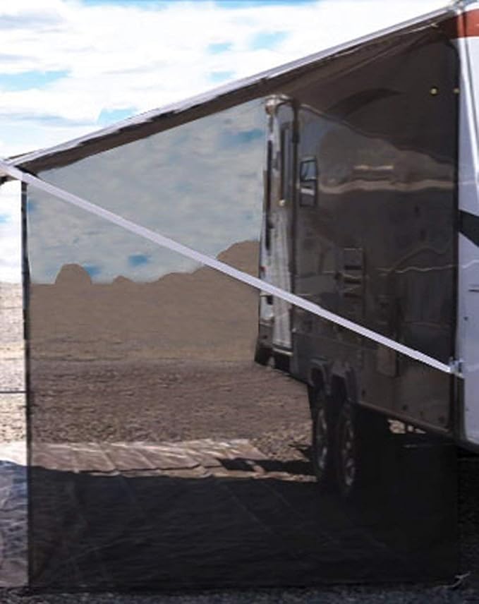 Tentproinc RV Awning Side Sun Shade Screen 9'X7' Mesh Sunshade for RV Awning Sunscreen Motorhome Camping Trailer Awning Screenshade Block UV Glare - 3 Year Warranty (Black)