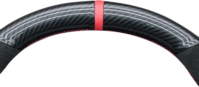 MEWANT DIY Shiny PU Carbon Fiber Woven Embossed Athsuede Steering Wheel Cover for Tesla Model Y 2023 Model 3 2017-2023