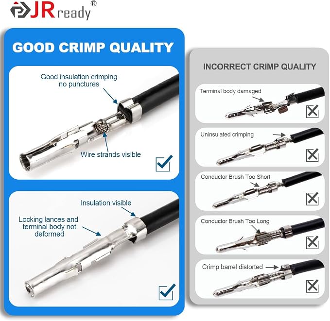 JRready ST6551 Molex .093” Crimp Tool Kit with Pins and Sockets 1189 Series 02091104/02092103 14-20AWG for Molex .093 Power Connector Upgraded Pin Removal Tool 2.36mm Diameter Contact 150Pairs