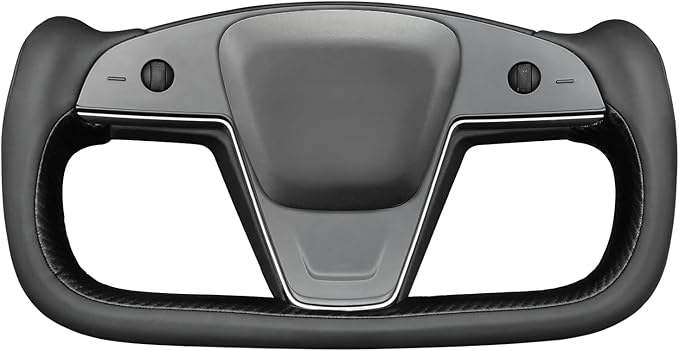 MEWANT Steering Wheel Cover for Yoke Style Steering Wheel for Tesla Model S 2021-2023 / Model X 2021-2023 Made of Black Microfiber Leather
