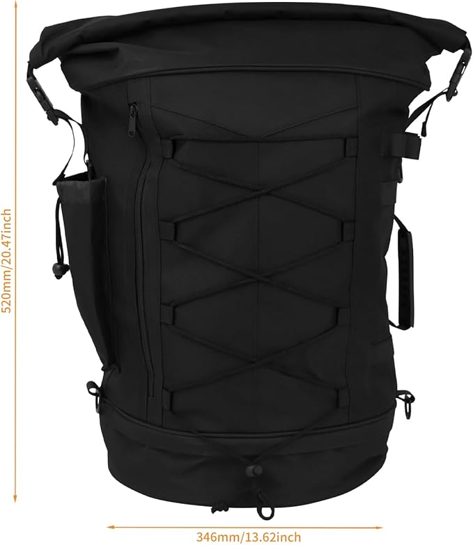Motorcycle Sissy Bar Backrest Bag Travel Luggage Bag Large Capacity Duffle Bag Expandable 50L-80L Gear Tail Bag with Rain Cover&Shoulder Strap Universal Fit For Harley Yamaha Suzuki