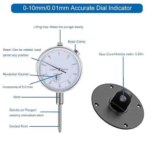 HDLNKAK Premium Disc and Rotor/Ball Joint Gage, with 0.01 mm Dial Indicator and 360 Deg Flexible Stem Holder, Automobile Brake disc Flatness Measurement Tool