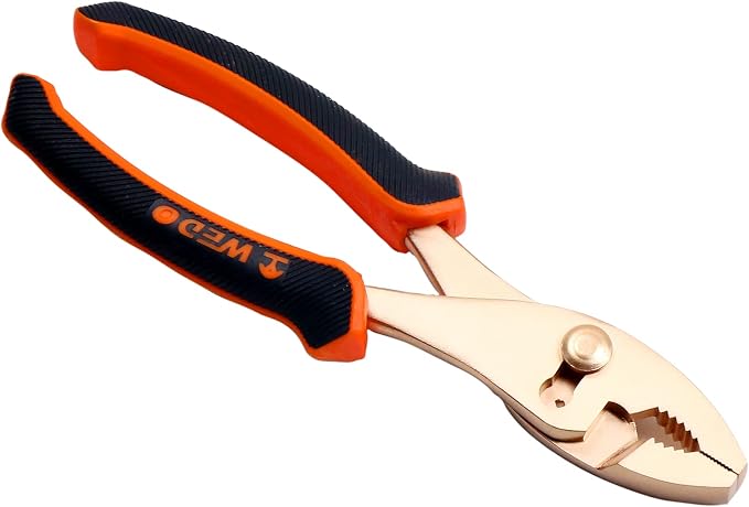 WEDO Non-Sparking Adjustable Combination Pliers 8", Spark-free Safety Slip Joint Pliers, Non-Magnetic, DIN Standard, BAM & FM Certificate, Opening Max 13mm, Beryllium Copper