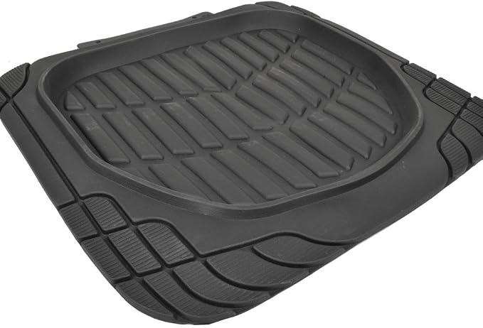 Motor Trend FlexTough Deep Dish Heavy Duty Rubber Floor Mats & Cargo Liner for Trunk All Weather (Black) - Complete Coverage Set