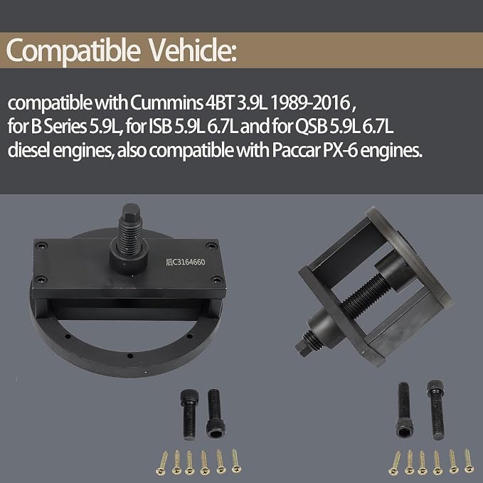 3164659 3164660 Front & Rear Crankshaft Seal Remover & Installer Tool Kit,Compatible with Paccar Engines PX-6, Compatible with Cummins 4BT 3.9L B Series 5.9L ISB 5.9L 6.7L QSB 5.9L 6.7L 1989-2016