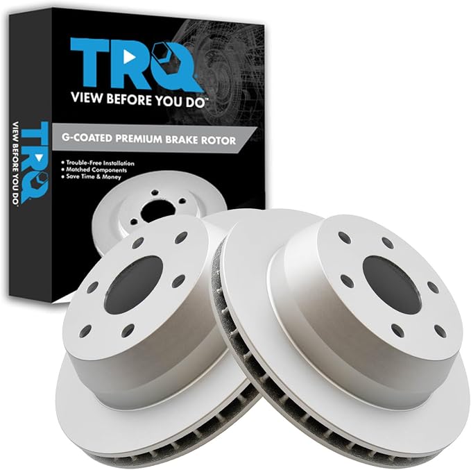 TRQ Rear G-Coated Brake Rotor LH RH Kit Pair Set of 2 for GM Truck SUV