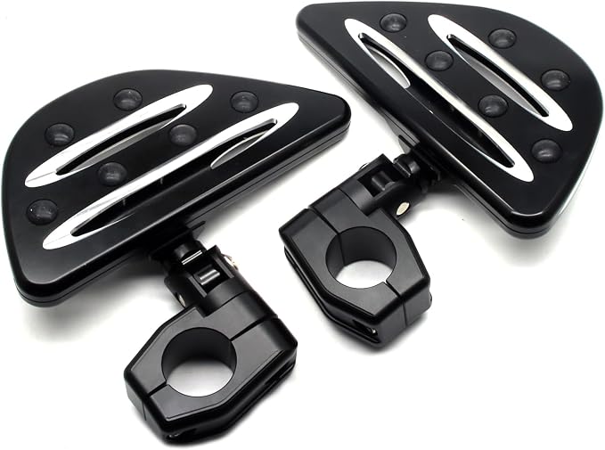 MZS 1.25" Highway Pegs, Motorcycle Highway Foot Pegs Short Adjustable CNC Aluminum Compatible with Road Glide King Softail Electra Street Glide Sportster Vulcan Chief Boulevard for 1 1/4 Engine Guard