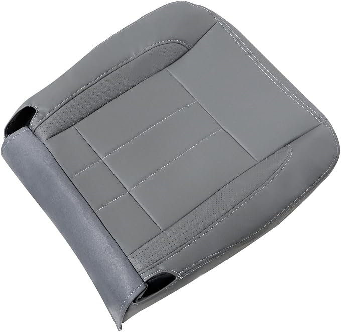SecosAutoparts 4pcs Front Driver & Passenger Side Replacement Leather Bottom & Top Seat Cover Gray Compatible with Dodge Ram 1500 2500 3500 Laramie 2006 2007 2008 2009
