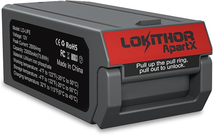 LOKITHOR Life 12V 2500 Amp Separate Jump Starter Battery Compatible for ApartX(Battery only)