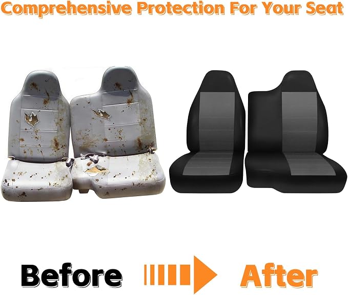 SAPUBK Custom-Fit Front Seat Covers Without Console Replace for 1998-2003 Ford Ranger XL Regular Cab 60/40 Split, Knitted Fabric Composite Soft Foam Lining Airmesh Breathable Seat Cover Cushion