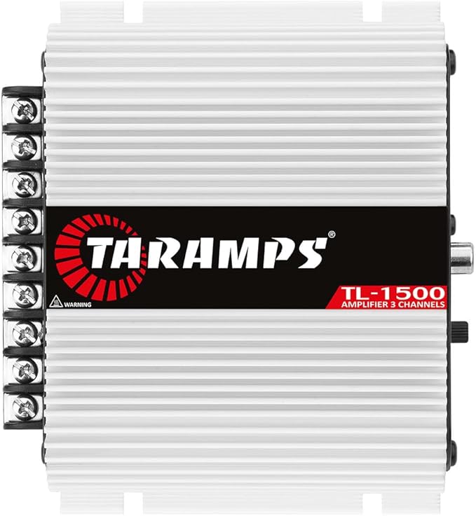 Taramp's TL 1500 Full Range 390 watts RMS 3 Channels Car Audio 2 Stereo Channels 1 Sub Channel Class D Amplifier, RCA/Wire Input, Bass Boost 13.8 VDC System, White