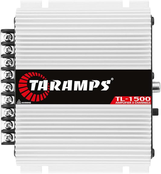 Taramp's TL 1500 Full Range 390 watts RMS 3 Channels Car Audio 2 Stereo Channels 1 Sub Channel Class D Amplifier, RCA/Wire Input, Bass Boost 13.8 VDC System, White