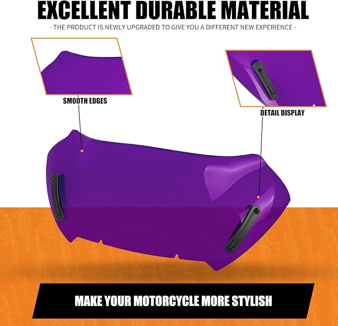 10" Windshield Windscreen Wind Splitter Fit For Harley Road Glide 2023.5-2026 Purple